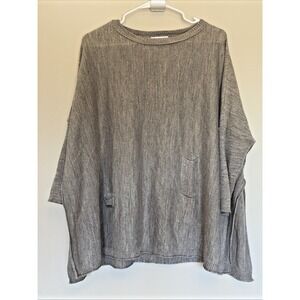 Mer Sea Gray Brown Dolman Sleeve‎ Crewneck Knit Side Slit Blouse Top Shirt OSFA
